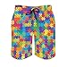 Attiubiuj Puzzle Maillot de bain pour homme - Short de plage - Impression 3D - Pantalon de sport avec poches, Blanc., 4X-Large