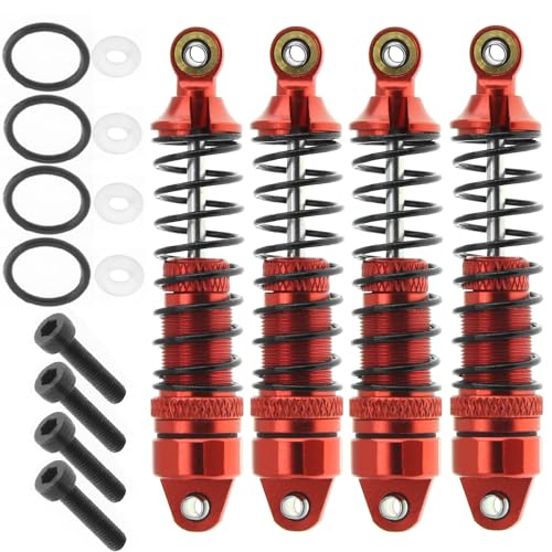 4pcs Full Alloy Front Rear Shock Absorber Damper 58mm ARA330806 for Arrma 1/18 Granite Grom Mega 380 Monster Truck Upgrade Parts (Red)