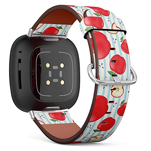 CJBROES Replacement Leather Watch Band, Compatible with Fitbit Versa 3 and Fitbit Sense of Wristband Bracelet Accessory - Fresh Fruit