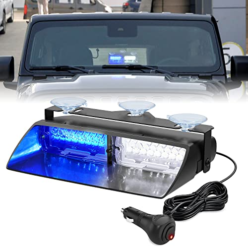 Image of Nilight Blue Emergency Strobe Lights Windshield Hazard Warning Safety Flash Light with Suction Cups Super Bright LED for Police Enforcement Firefighters Vehicle Truck
