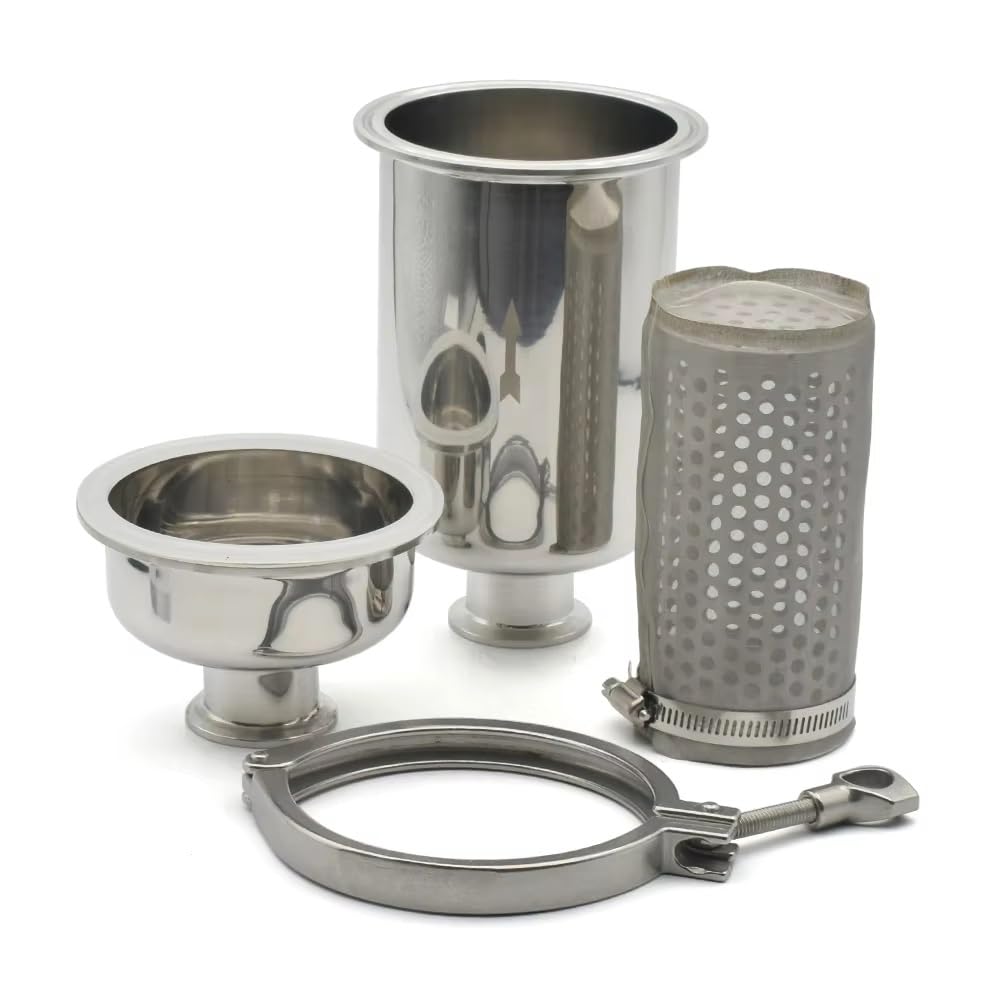 5,1 cm Tri-Clamp Inline-Filter, SS304 51 mm Rohr, Heimbrauen, 10,2 cm Zylinder, 265 mm Länge, leicht zu reinigen, langlebig (500 Mesh)