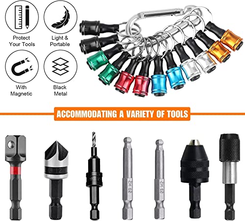 Linkstyle 12Pcs 1/4 Inch Hex Shank Screwdriver Bits Holder Extension Bar Keychain Screw Adapter Drill Fast Change Portable Hand-Held Bit Holder For Electric Screwdrivers And Drill Bit (6 Colors) #TOP1