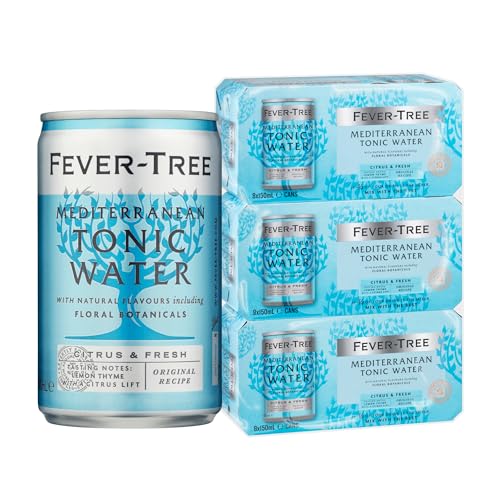 Fever-Tree Mediterranean Tonic Water, Premium Quality Sparkling Drink Mixer, Natural Ingredients & Flavours, 150mL (Pack of 24 Cans)