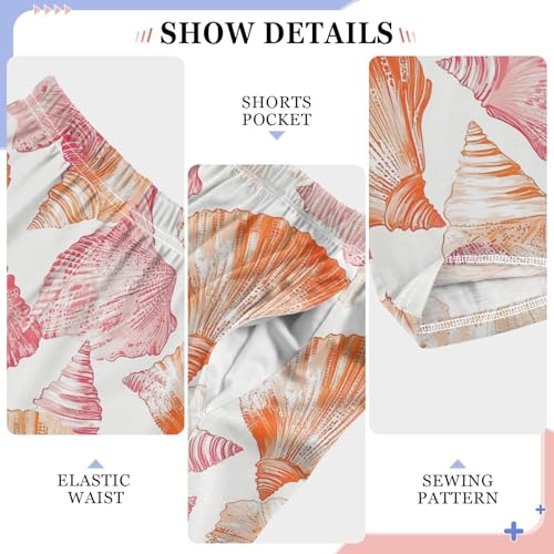 Boys' Pants Coral Seashell Pink Orange Long Bottoms Jogger Pants Elastic Waist Trousers with Pockets S-XL4