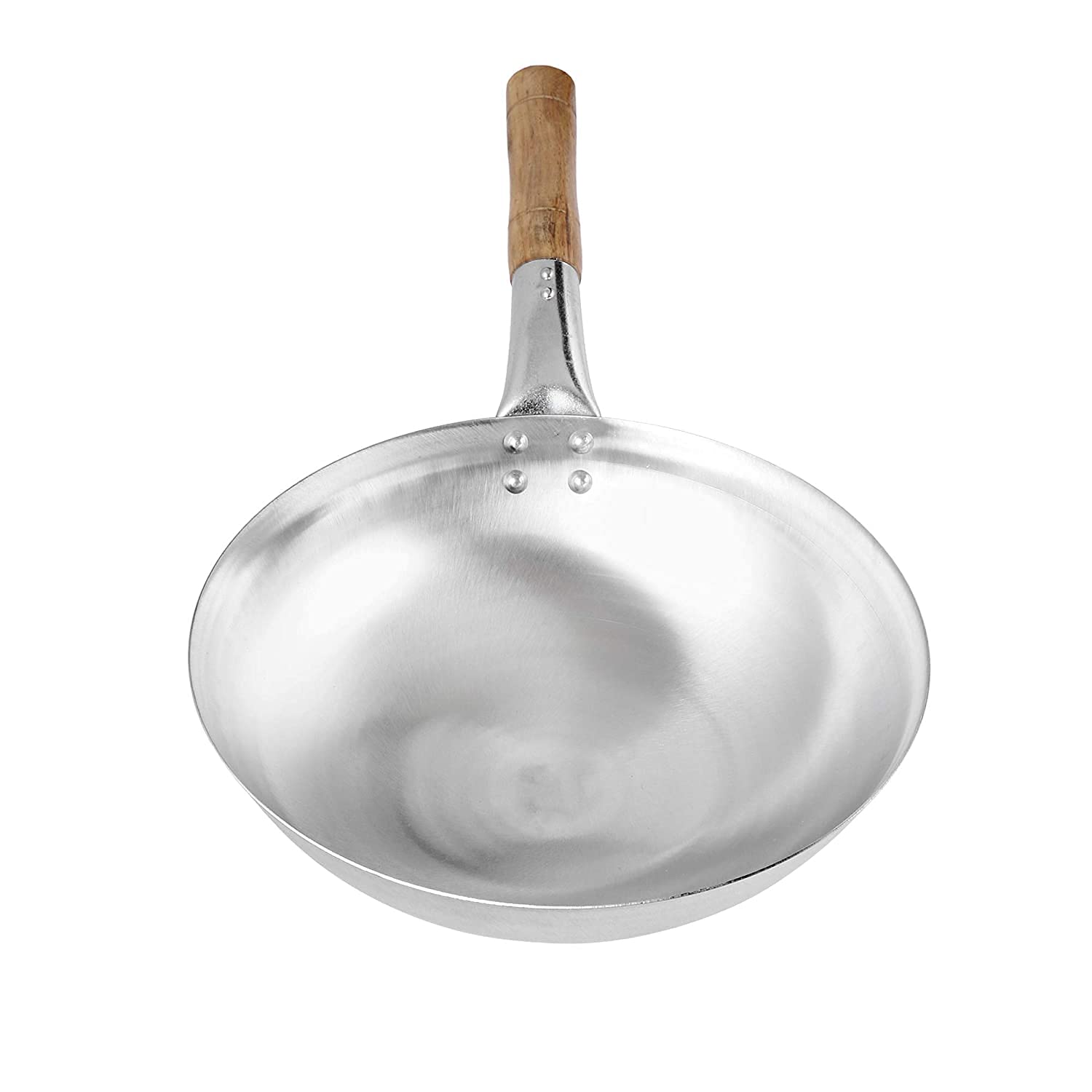 Stainless Steel Chinese Wok with Wooden Handle (6 inch) — Amazon image 3