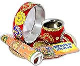 Targets Store Karwachauth thali Set Velvet Cloth Decorated, puja Thal, Kalash/Lota & Channi, Story...