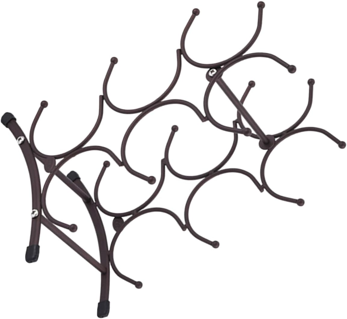SAFIGLE Detachable Iron Wine Rack for Countertop 6-Bottle Holder Vintage Matte Copper Wine Bottle Shelf for Home Dining Room Display
