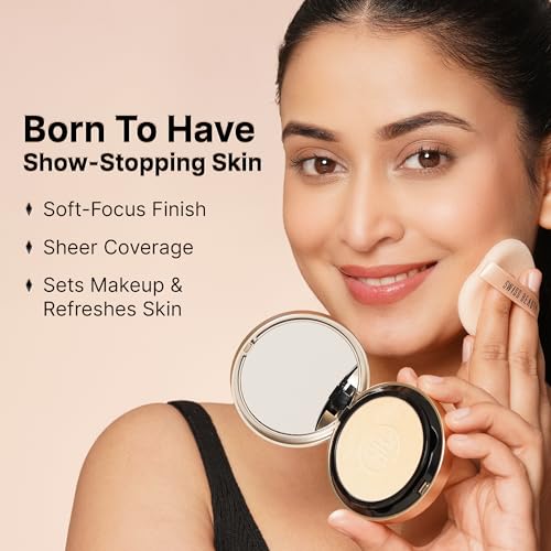 Image of Swiss Beauty Select Born To Last Compact Powder | 3-in-1 Skin Perfection | Oil Control | Blurs Pores | Matte Finish | Fresh Makeup for hours | With Squalane & Vitamin E | 6.5g, Shade- 2. Sunlit Sand