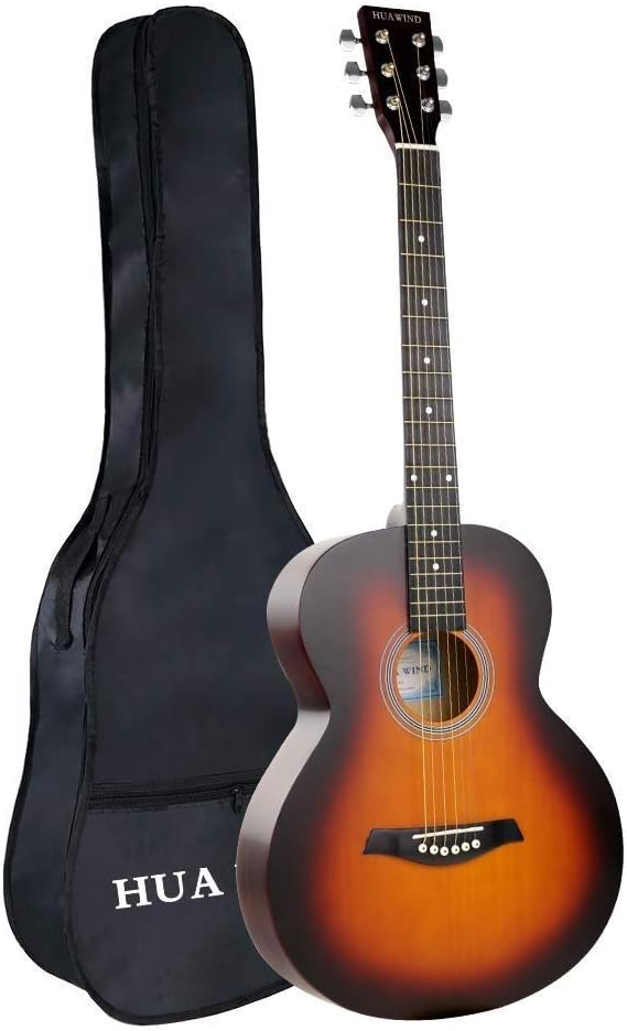 Acoustic Guitar 38 inch Basswood Steel Strings Sunburst Acoustic Guitar for Beginners with Gig Bag