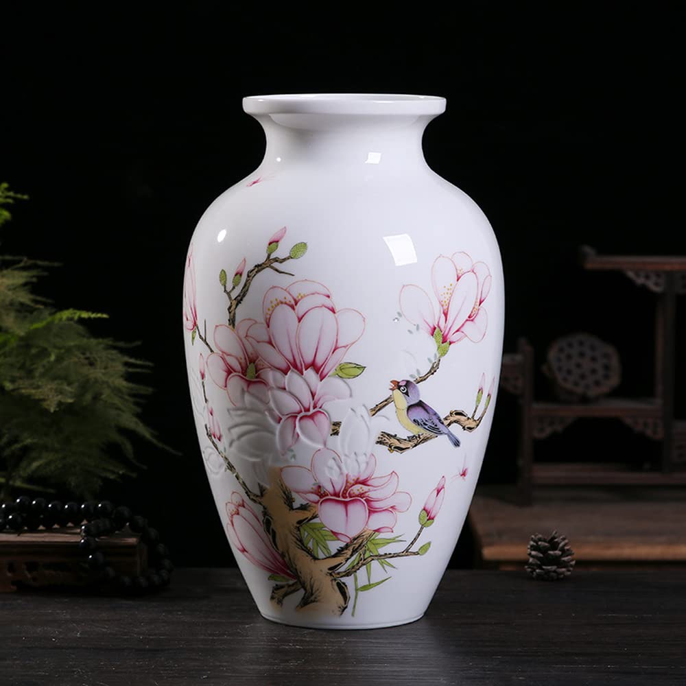 asdchZen Chinese Porcelain Vase Oriental Traditional Ceramic Jar, Jingdezhen Handcrafts, Decorative Gifts Handicrafts For Thanksgiving Birthday, Living Room Tv Cabinet Centerpiece Deco,A
