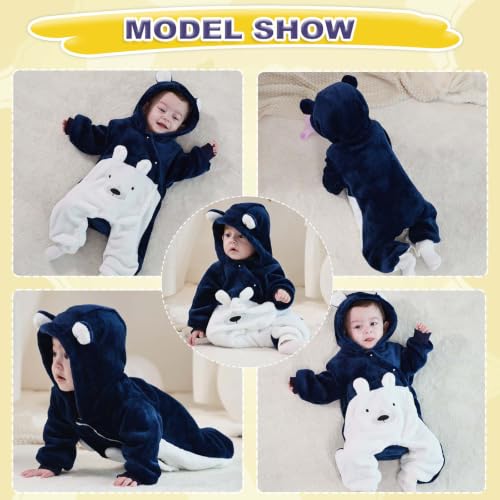 Image of Fairy Baby Newborn Baby Snowsuit Bear Suit Romper Winter Warm Coat Infant Fleece Footie Jumpsuit for Girls Boys 0-18M