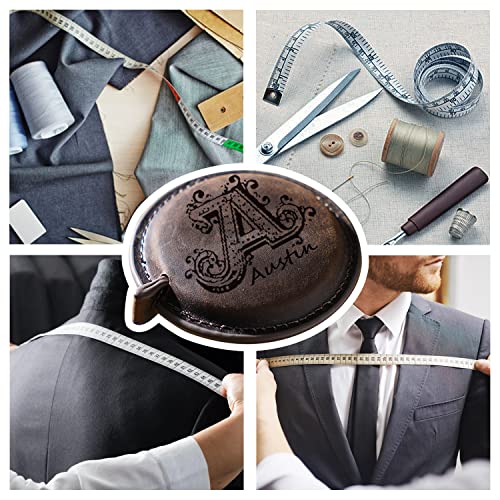 Personalized Genuine Leather Tape Measure, Customized Sewing Tape Measure, Engrave Initial Name, Pull Ruler Measuring Clothes Pendant Portable Retractable Tape Measure, Gift for Mom, Grandma, Dad2