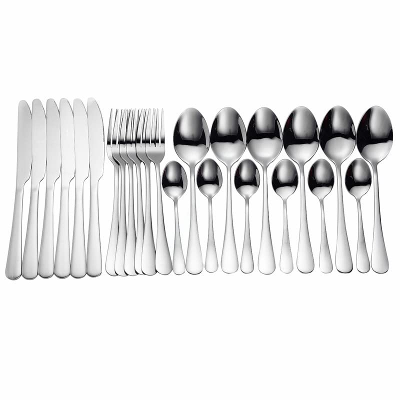 Ensemble de couverts en argenterie, ensemble vaisselle 24 pièces table Cuillère Fourchette Couteau acier inoxydable Vaisselle cuisine, Or