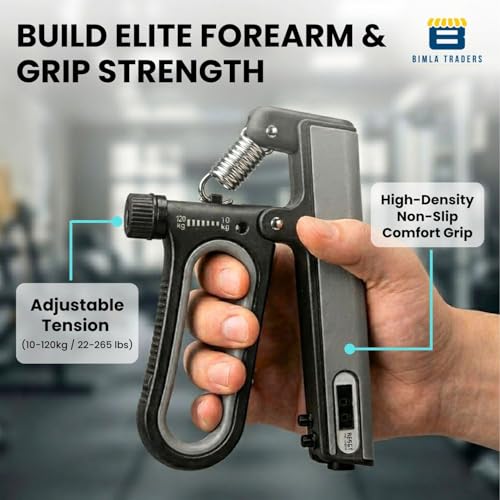 Image of CRAE Hand Gripper with Counter - Adjustable Grip (Black)