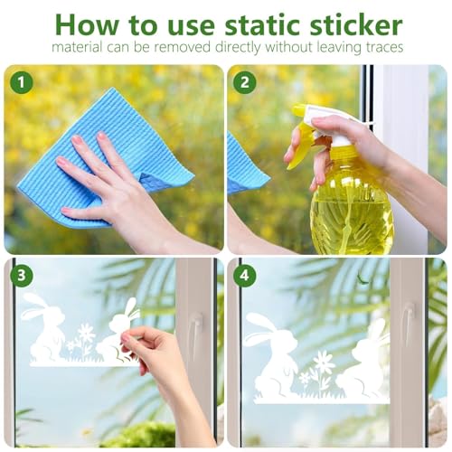 Slothbyte Fensterbilder Ostern mit Hasen und Schmetterlingen, Ostern Deko Wiederverwendbare Fensteraufkleber für Glas – Frühlingsdeko für Kinderzimmer, Wohnzimmer und Zuhause