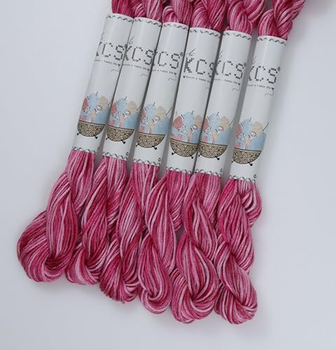 Image of KCS Big skeins of 25 Meters Size 25 Color Variegated Cross Stitch Stranded Threads,6 skeins,48