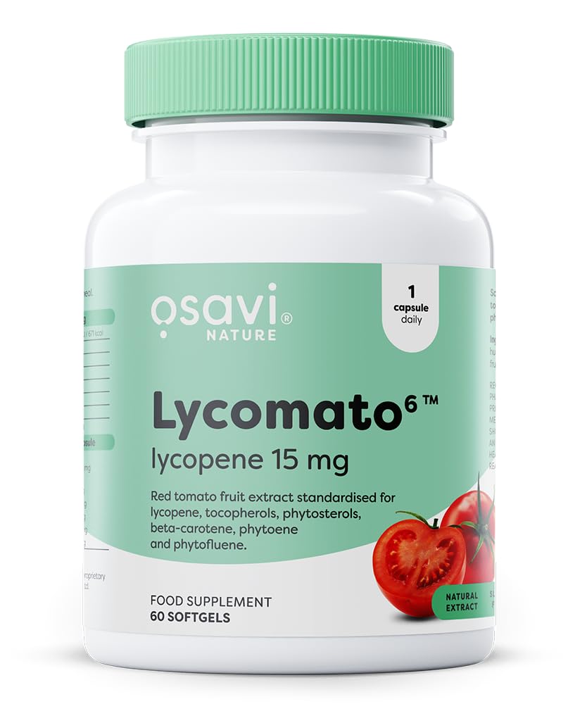 Osavi Lycopene 15 mg Lycomato6™ – 60 softgels | Patented Tomato Extract with 6 Phytonutrients | Lycopene, Tocopherols, Phytosterols, Beta-Carotene, Phytoene & Phytofluene | Clean Label