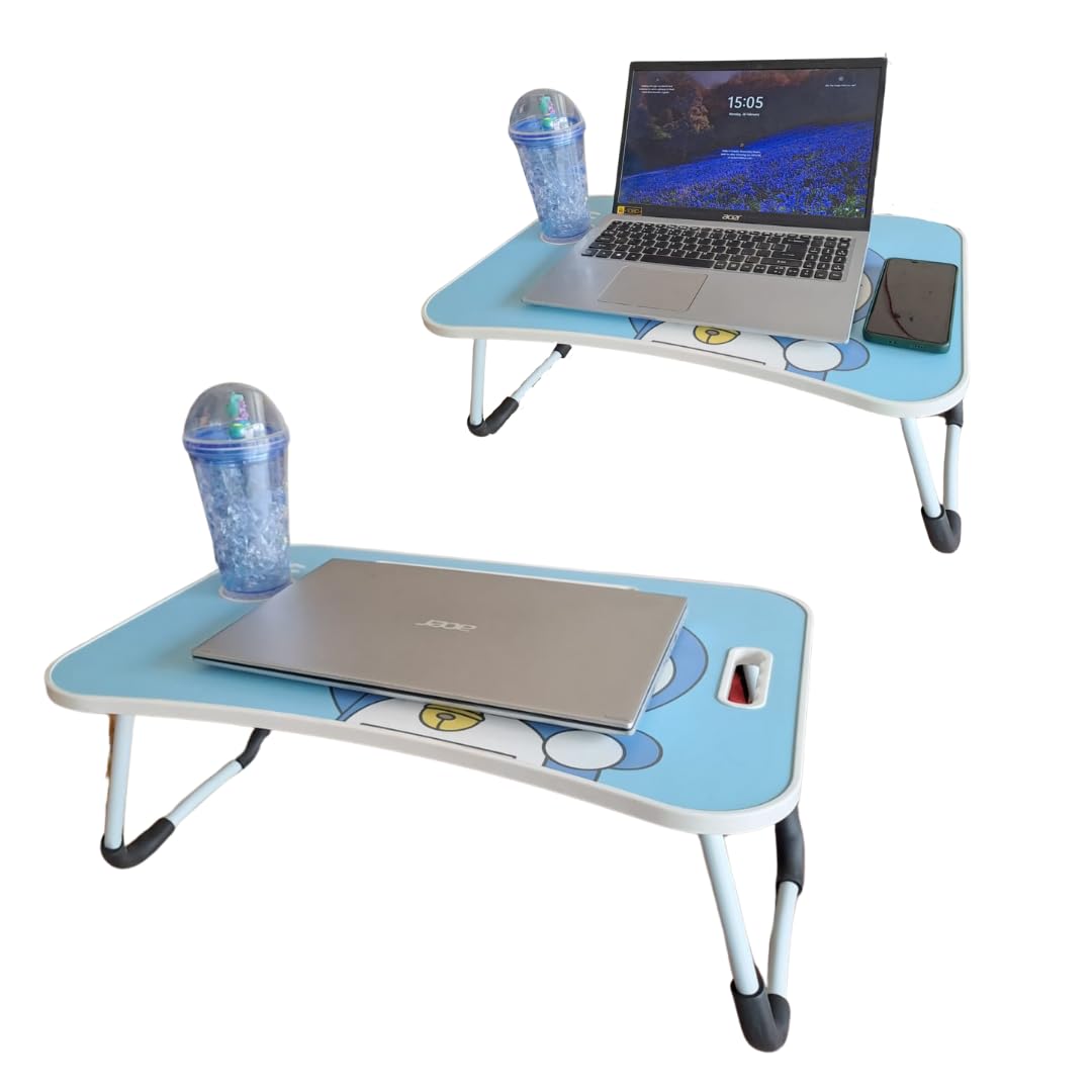 Apex Merchandise- Foldable Laptop Table for Bed with Cup Holder (Wooden), Adjustable Study Table/Wooden Laptop Table for Home Office, Round Edges (Portable) (Doraemon) (B0CWRYN2BF) Amazon Price History, Amazon Price Tracker