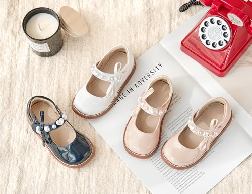 Image of GINFIVE Toddler Girls Dress Shoes Little Kids Flats School Mary Janes Shoes