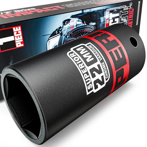Image of 1 /2 inch Drive Impact Socket, 22 mm Deep Socket, Metric, 6 Point, CR-V, for Automotive Maintaince, Mechanical Equipment Maintaince