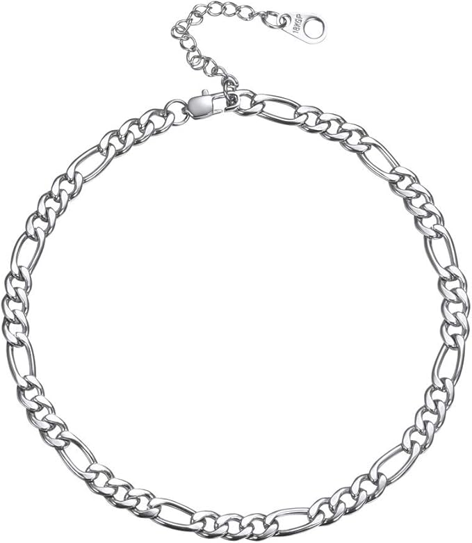 Bijou Femme Collier Initiale Plaqué Or Chaîne Figaro 40+5Cm-4.5Mm