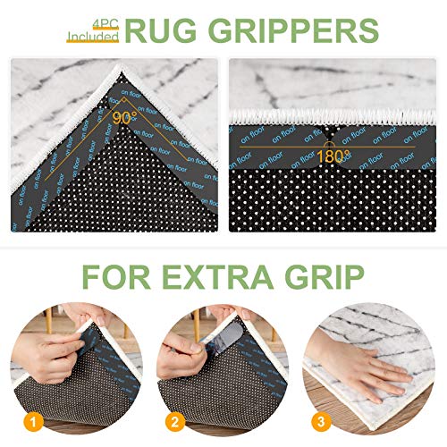 Cosyland Non Slip Rug Pad 4X6' 4Pc Rug Grippers Included Strong Carpet Pad For Hard Floors Provide Protection And Cushion For Area Rugs Hardwood Floors #TOP4