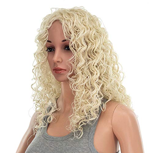 SWACC 20-Inch Long Big Bouffant Curly Wigs for Women Synthetic Heat Resistant Fiber Hair Pieces with Wig Cap (Platinum Blonde)