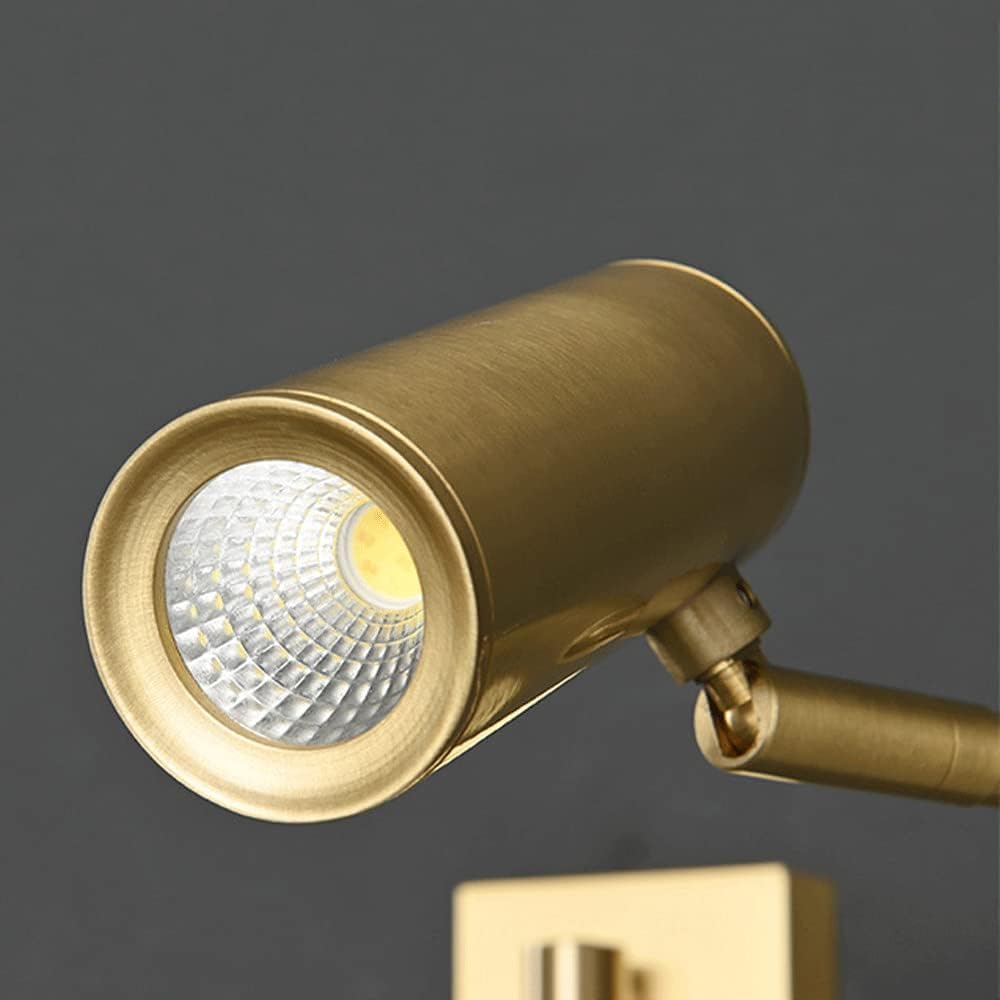 Modern Home Decoration Brass Swing Arm Wall Sconce Adjustable Hardwired Wall Lamp with On Off Switch Farmhouse Black Vintage Gold Industrial Wall Mounted Reading Light for Bedroom Bedside