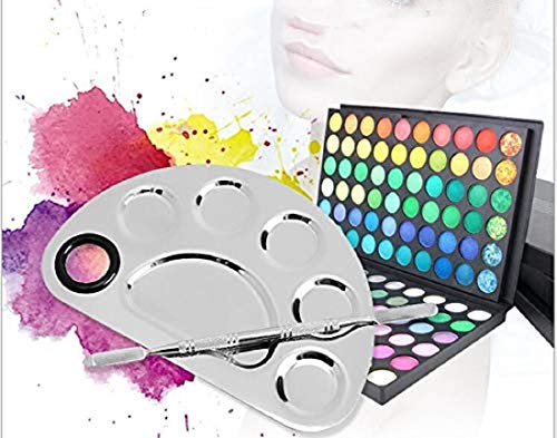 ClubBeauty Stainless Steel Cosmetic 5 Dip Makeup Mixing Plate with Spatula Tool for Women (Silver) - Image 3