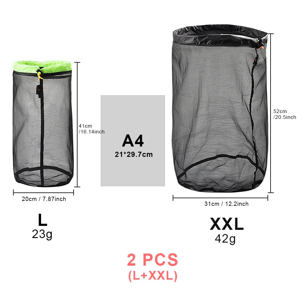 Sac Filet de Nylon, Ultralight Sacs Maille, Petit Sac Cordon de Rangement, Camping Randonnée Pochette
