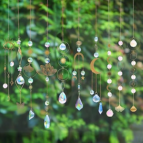 Worgree Sun Catchers, 10 Pieces Colorful Crystal Suncatcher With Chain Pendant Ornaments Hanging Crystals Prism Rainbow Maker For Windows Indoor Outdoor Car Mirror Garden Decor Wedding Party Xmas Gift thumb #3