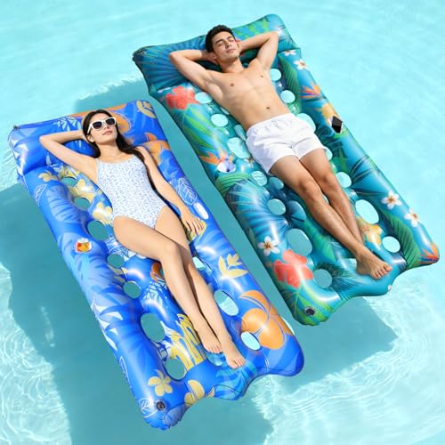 Shinepool Pool Floats Lounger, 2 PCS 72''x35'' Ultra-Comfort Pool Rafts for Adults with Cooling...