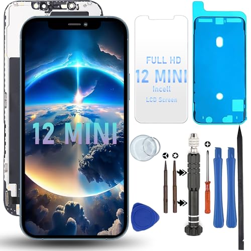 DIGI4U LCD for iPhone 12 Mini Screen Replacement, 5.4 inch [FULL HD] [3D Touch] [True Tone] Screen for iPhone 12 Mini Display Digitizer Assembly Black, with Repair Tools Kit for iPhone 12 Mini LCD