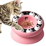 Cat Puzzle Feeder Slow Food Bowl – Interactive Slow Feeder Bowl for Indoor Cats, Treat Dispensing Enrichment Toy,Mental Stimulation and Boredom Relief (Pink)