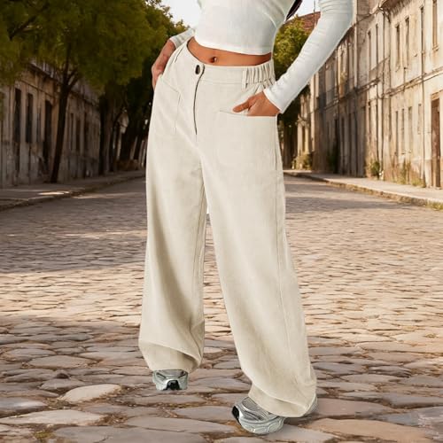 Pantalones anchos para niñas vaqueros rectos con botones 2
