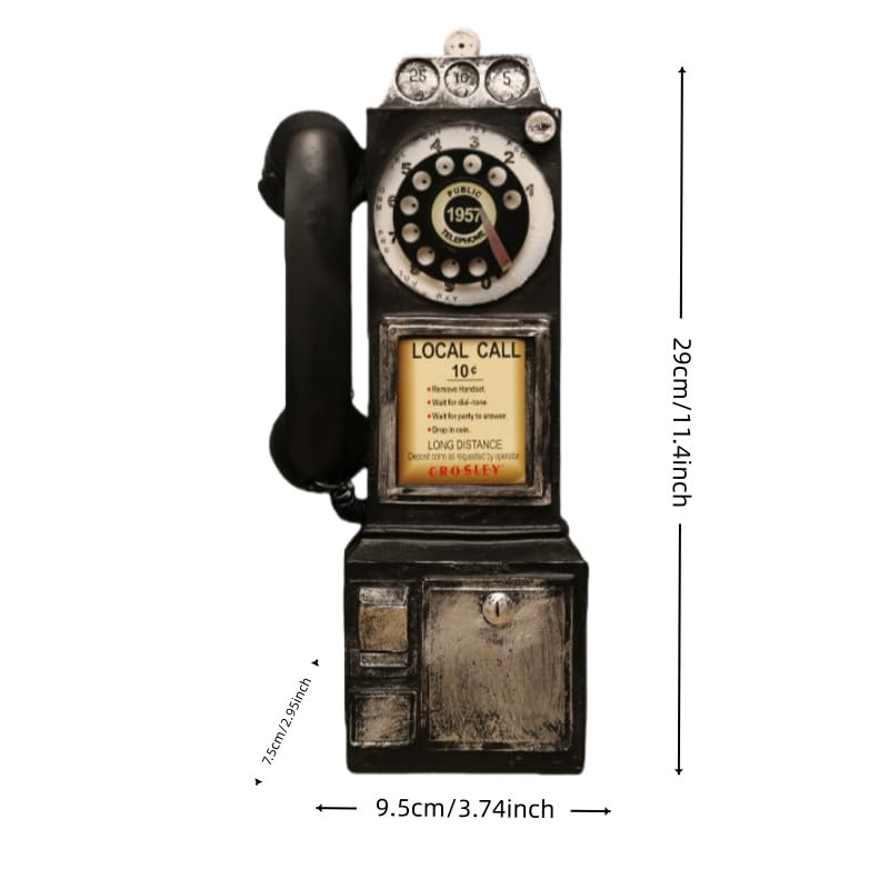 Teléfono con esfera rotativa antigua decoración vintage negra réplica retro para props y bar 2