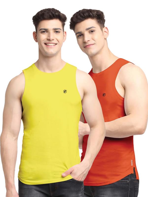 friskers Men's Pack of 2 Innerwear Solid Round Neck Sleeveless Side Cut Vest Sando for Boy's - Regular Fit-picture-38