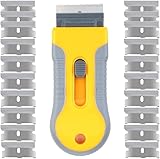 Razor Blade Scrape with 20pcs Extra Blades, Scraper Tool, Razor Blade Retractable, Paint Stripping Tool, Hob Oven Glass Cooker Cleaning Tool Non Scratch Anti Slip Window Glass Wallpaper