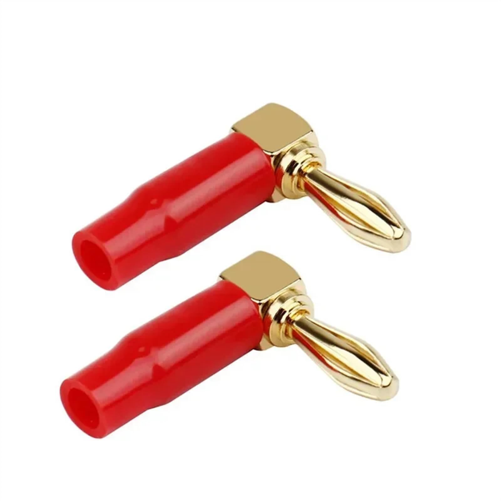 Connettori a banana ad angolo retto Jack maschio Banano Terminale altoparlante placcato oro da 90 gradi Nero Rosso(10 Pairs)