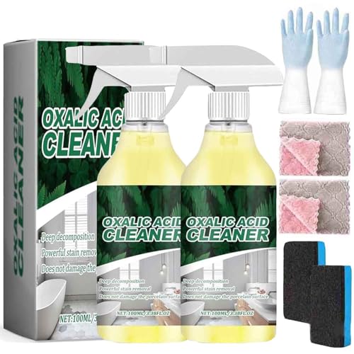 2Pcs 2026 Upgraded Oxalic Acid Cleaner Spray,Powerful Stain Cleaner, Stain Removal Spray For Bathroom,Multi-Surface,Deep Cleanin