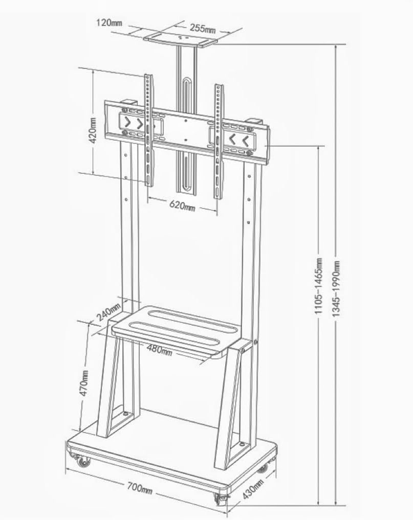 Smart Board Mobile Bracket,SELFIE CAT 32"-70" Interactive Whiteboard, Mobile TV Stand,Four Wheels, Design for The Modern Office or Classroom, Maximum Load Capacity 60KG