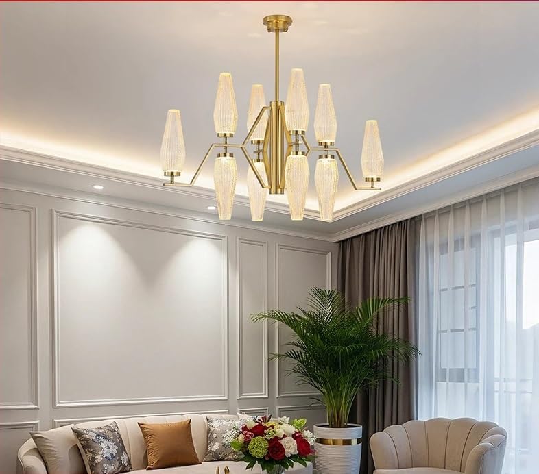 Generico Lampadario moderno, Luci a sospensione for lampadari da soggiorno Lampade a Illuminazione for tavolo pranzo Lampada a dorata Lampadario a soffitto for camera letto(12 heads,White Light)