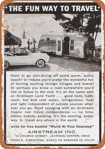 8 x 12 Inch Metal Sign Airstream Trailers Vintage Wall Decor Art Vintage Metal Tin Signs