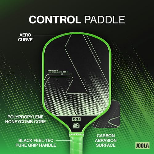 Image of JOOLA Ben Johns CAS 16mm Carbon Fiber Pickleball Paddle - CAS Surface Tech - Control & Power Paddle - USAP Approved - Aero Curve - Feel-Tec Pure Grip - NFC Chip