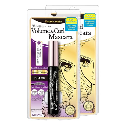 Image of Heroine Make by KissMe Volume & Curl Mascara Black | Waterproof, Volumizing & Lengthening Mascara for Thick, Defined Lashes | Smudge-Proof, Curling Formula | Made in Japan | 2 Pack