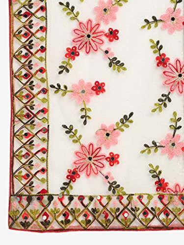 Shasmi-Womens-Heavy-Maroon-Colour-Net-Embroidered-Fancy-phulkari-work-Dupatta-for-women-Football-Dupatta