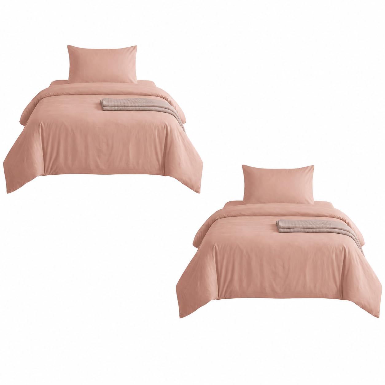 MOONLIGHT20015 Single Duvet Cover Set Pack of 2, Premium Peach Bedding Sets