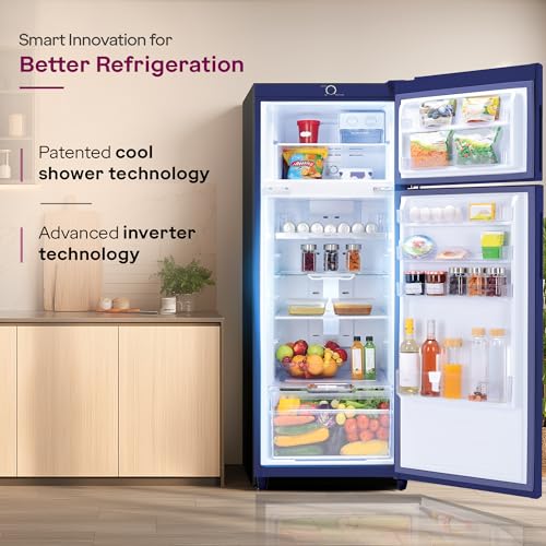Image of Godrej 244 L 3 Star 5 Years Comprehensive Convertible Freezer 6-In-1 | 95%+ Food Surface Disinfection Double Door Refrigerator (2026 Model, RT EONVALOR 280CN RCIF LA BL, Lisa Blue)