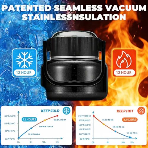 Image of Soup Thermo for Hot Food, 16.9 oz Vacuum Insulated Food Jar with 316 Stainless Steel Interior, Spoon, Bowl Lid & Non-Slip Base for School Office