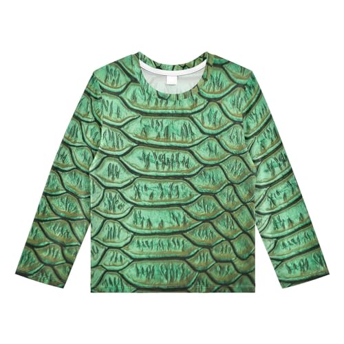 Aflyko Animal Print Boys' Rash Guard Shirts Snake Skin Green Nature Fancy Swim Shirt 3-12T